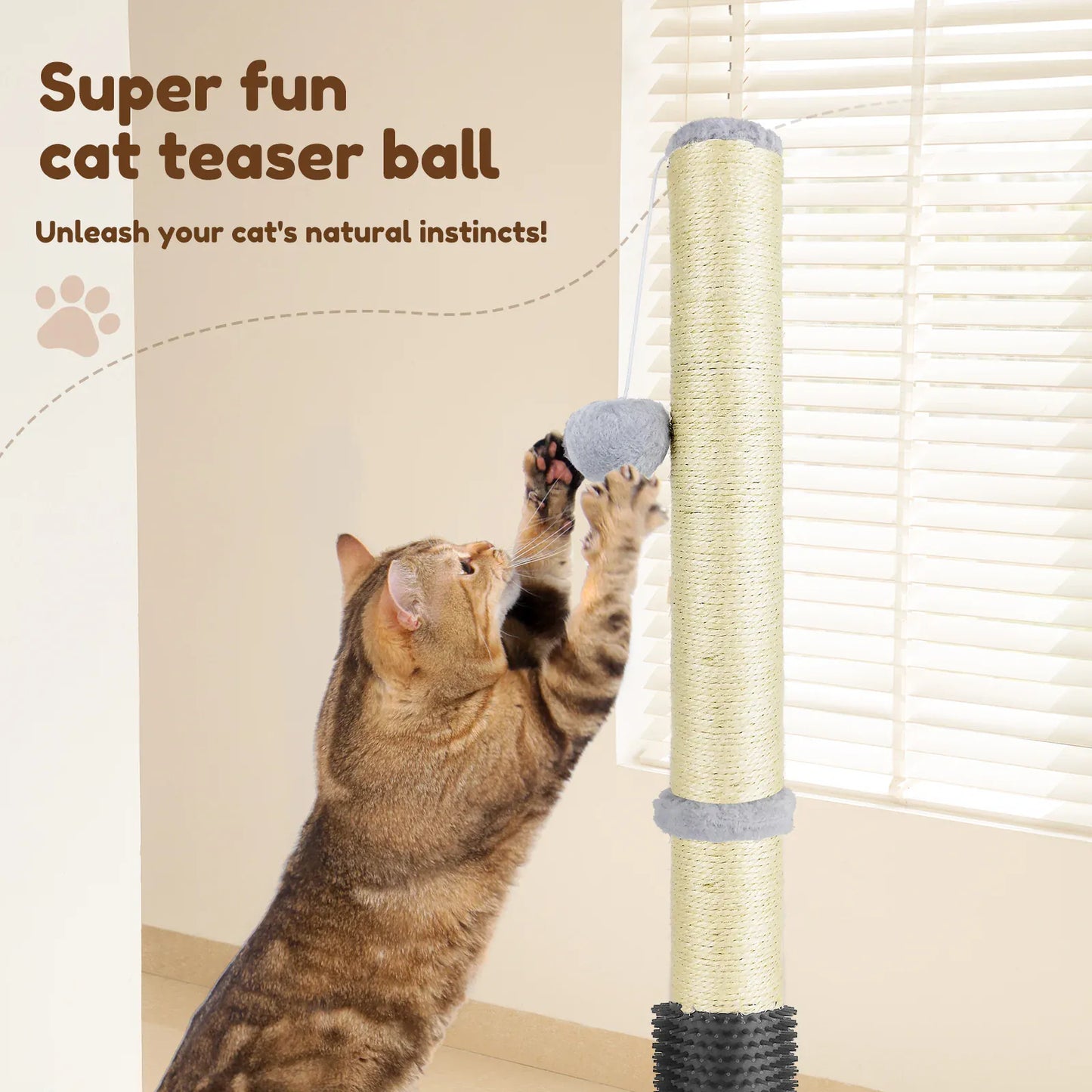 80cm Cat Tree Tower with Sisal Post, Tunnel & Dangling Toy | Wahooly 80cm Cat Tree Tower with Sisal Scratching Post, Tunnel & Dangling Ball Toy