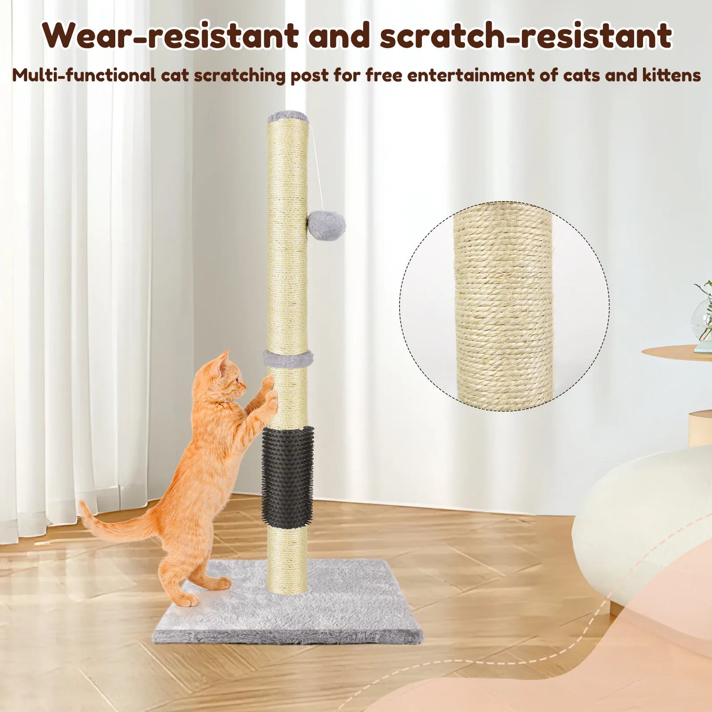 80cm Cat Tree Tower with Sisal Post, Tunnel & Dangling Toy | Wahooly 80cm Cat Tree Tower with Sisal Scratching Post, Tunnel & Dangling Ball Toy