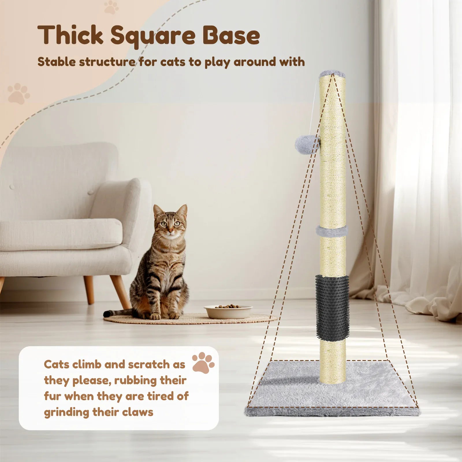 80cm Cat Tree Tower with Sisal Post, Tunnel & Dangling Toy | Wahooly 80cm Cat Tree Tower with Sisal Scratching Post, Tunnel & Dangling Ball Toy