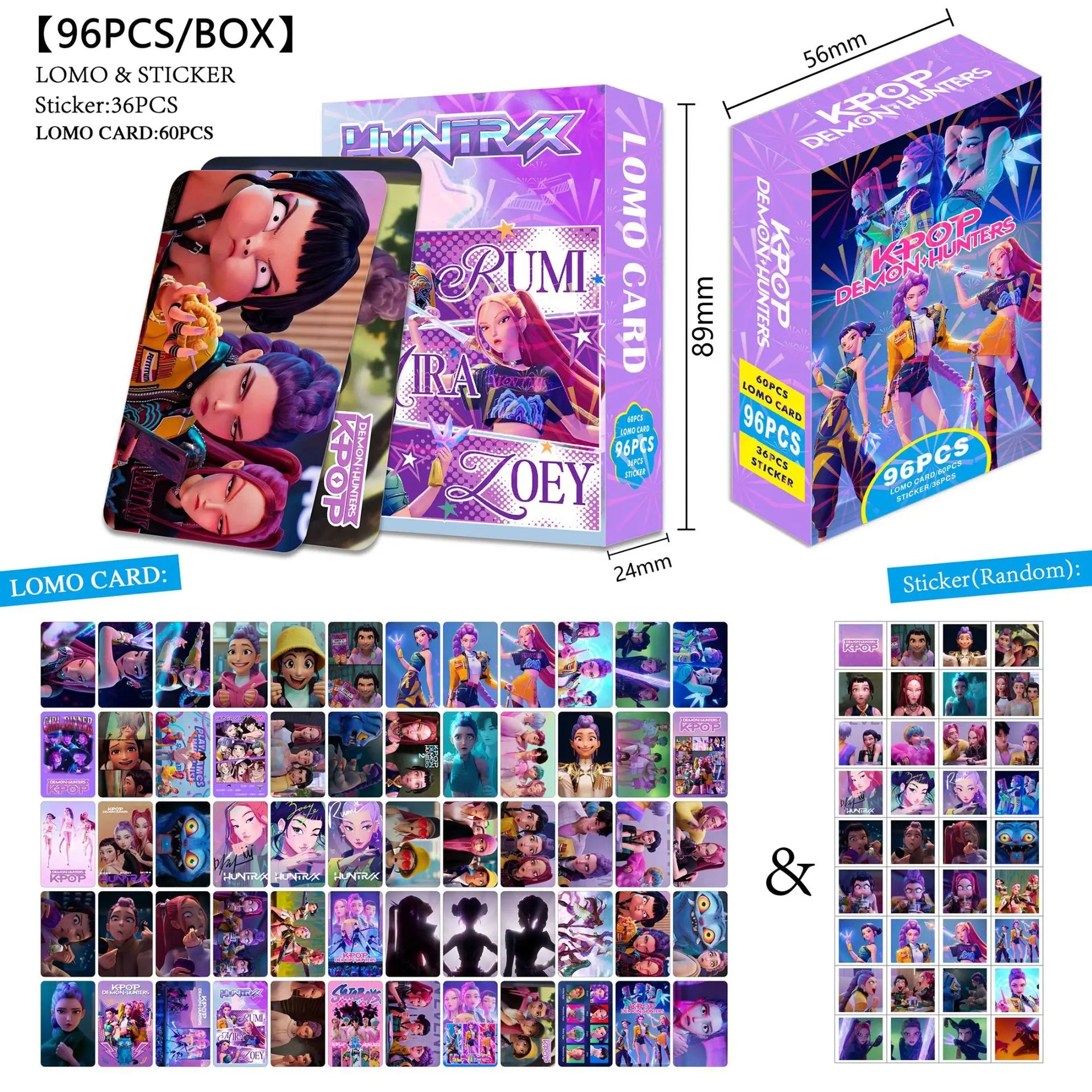 96pcs/Box K-POP Demon Hunter Sticker (36pcs ) + 60pcs LOMO Cards Anime Collectible Set 96pcs/Box K-POP Demon Hunter Sticker (36pcs ) + 60pcs LOMO Cards Anime Collectible Set