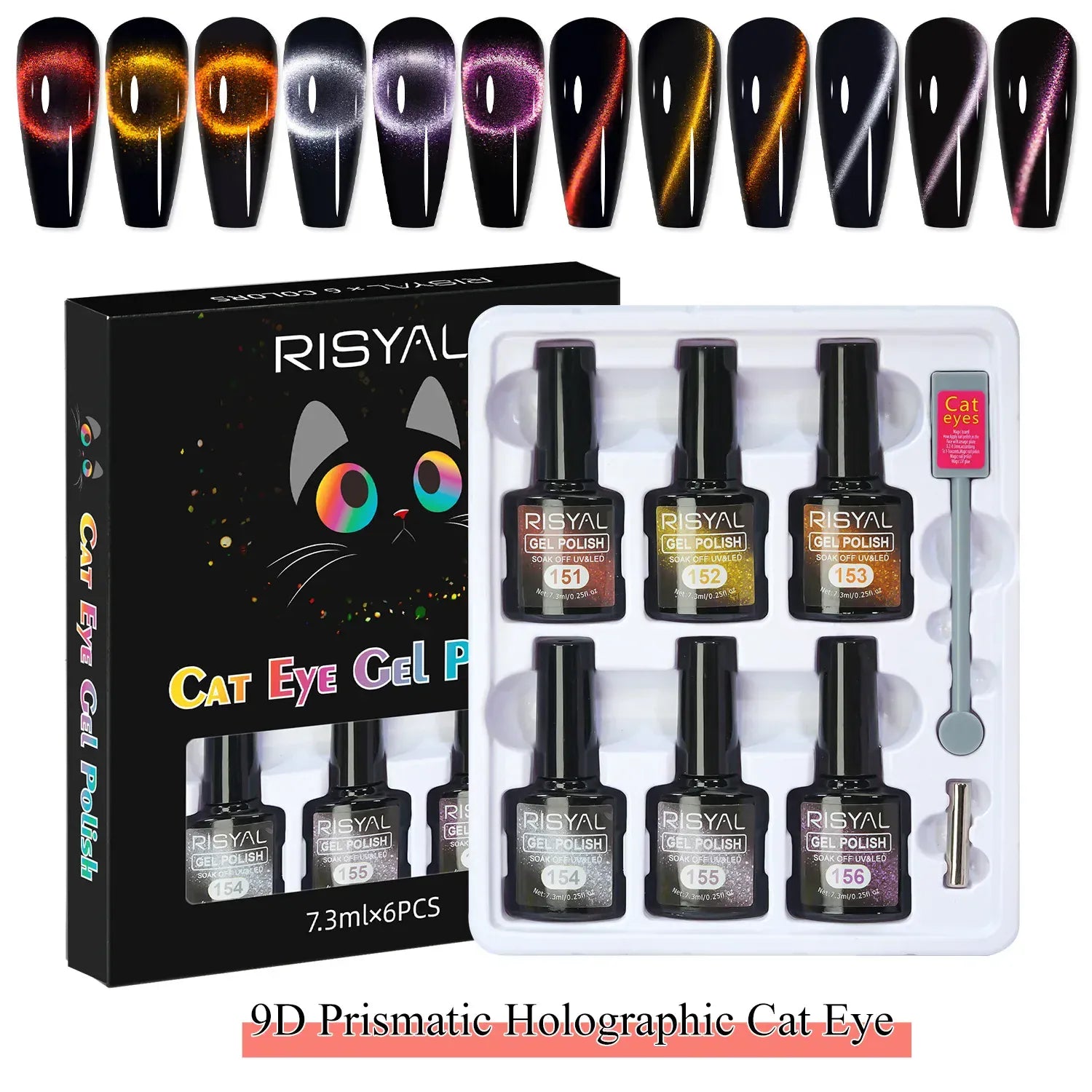 9D Cat's Eye Nail Polish Gel Set with Magnetic Stick Manicure Phototherapy Glue Glitter Cat Eye DIY Semi-permanent Nail Supplies 9D Cat's Eye Nail Polish Gel Set with Magnetic Stick Manicure Phototherapy Glue Glitter Cat Eye DIY Semi-permanent Nail Supplies