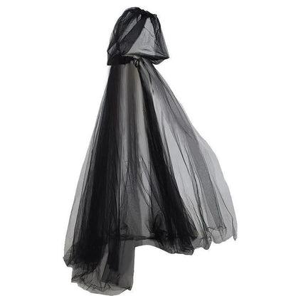 Halloween Witch Cloak with Hood Robe Cape for Adults Stage Show Themed Party Tulle Illusion Cape Halloween Cosplay Costume