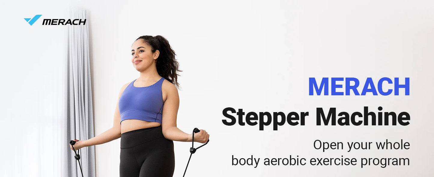 MERACH Mini Stepper for Exercise Twist Stair Stepper 330LBS Capacity Stepper Exercise Equipment with Resistance Band for Fitness