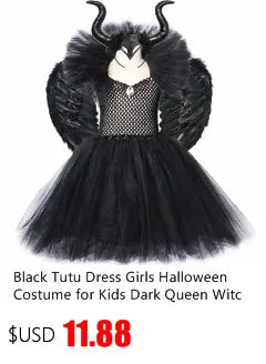 Halloween Evil Queen Costume for Kids Carnival Party Dress Up Outfit Purple Black Witch Costume for Girls Fancy Tulle Tutu Dress