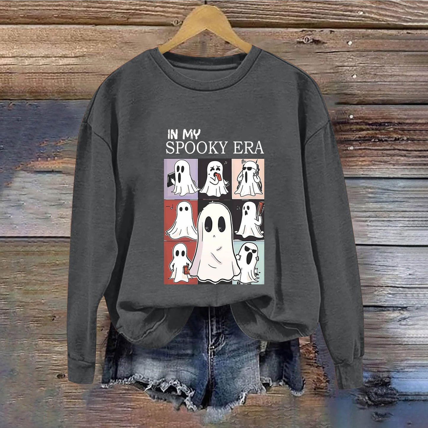 Women's Halloween Ghost Sweatshirt – Cute Spooky Pullover for Fall