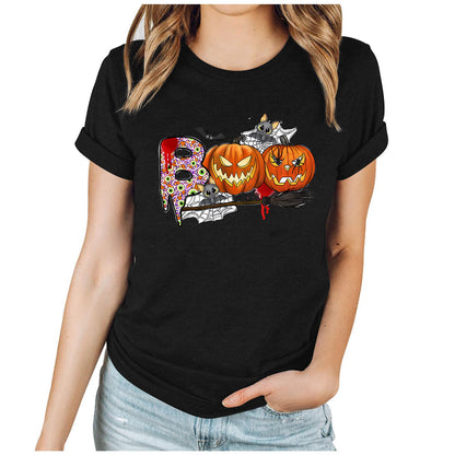 Halloween Pumpkin Print T-Shirt – Unisex Short Sleeve Tee | 20 Colors, S–XXXL