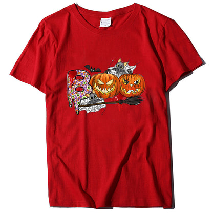 Halloween Pumpkin Print T-Shirt – Unisex Short Sleeve Tee | 20 Colors, S–XXXL