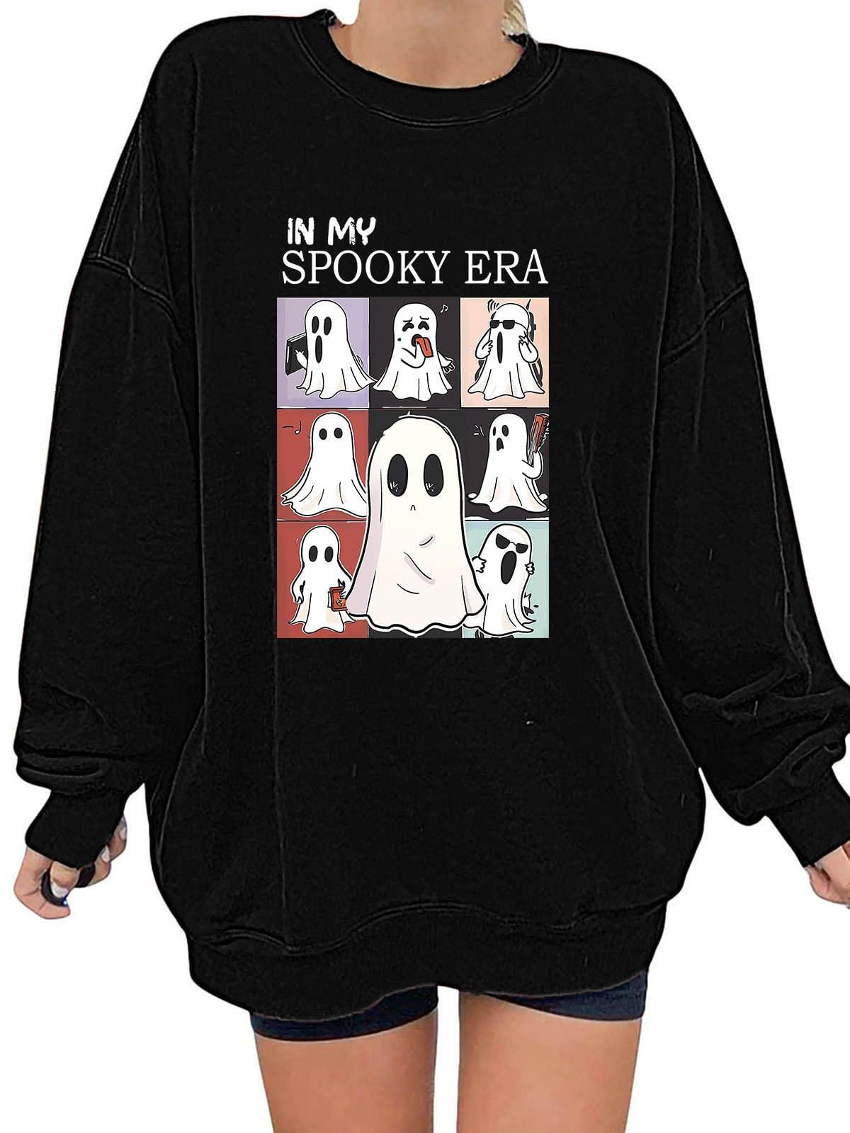 Women's Halloween Ghost Sweatshirt – Cute Spooky Pullover for Fall