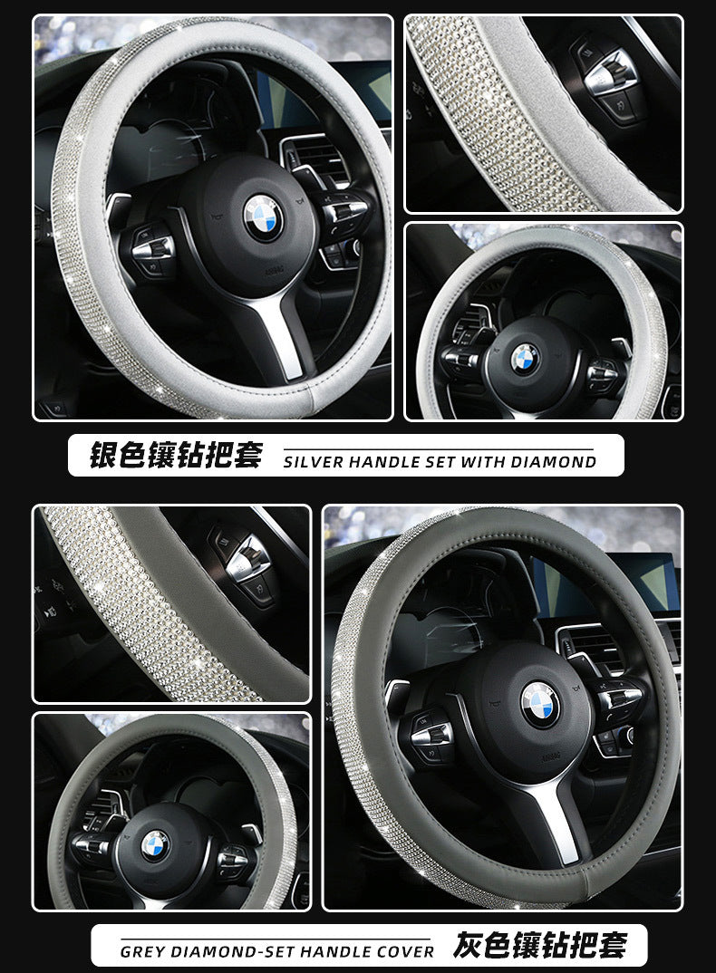 Diamond Steering Wheel Cover for Women – Bling Crystal Car Accessory | 9 Colors