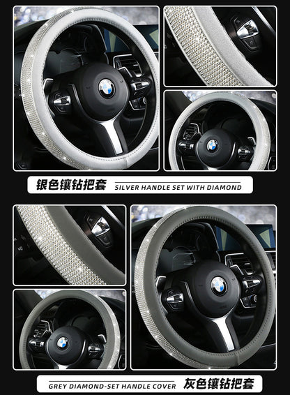 Diamond Steering Wheel Cover for Women – Bling Crystal Car Accessory | 9 Colors