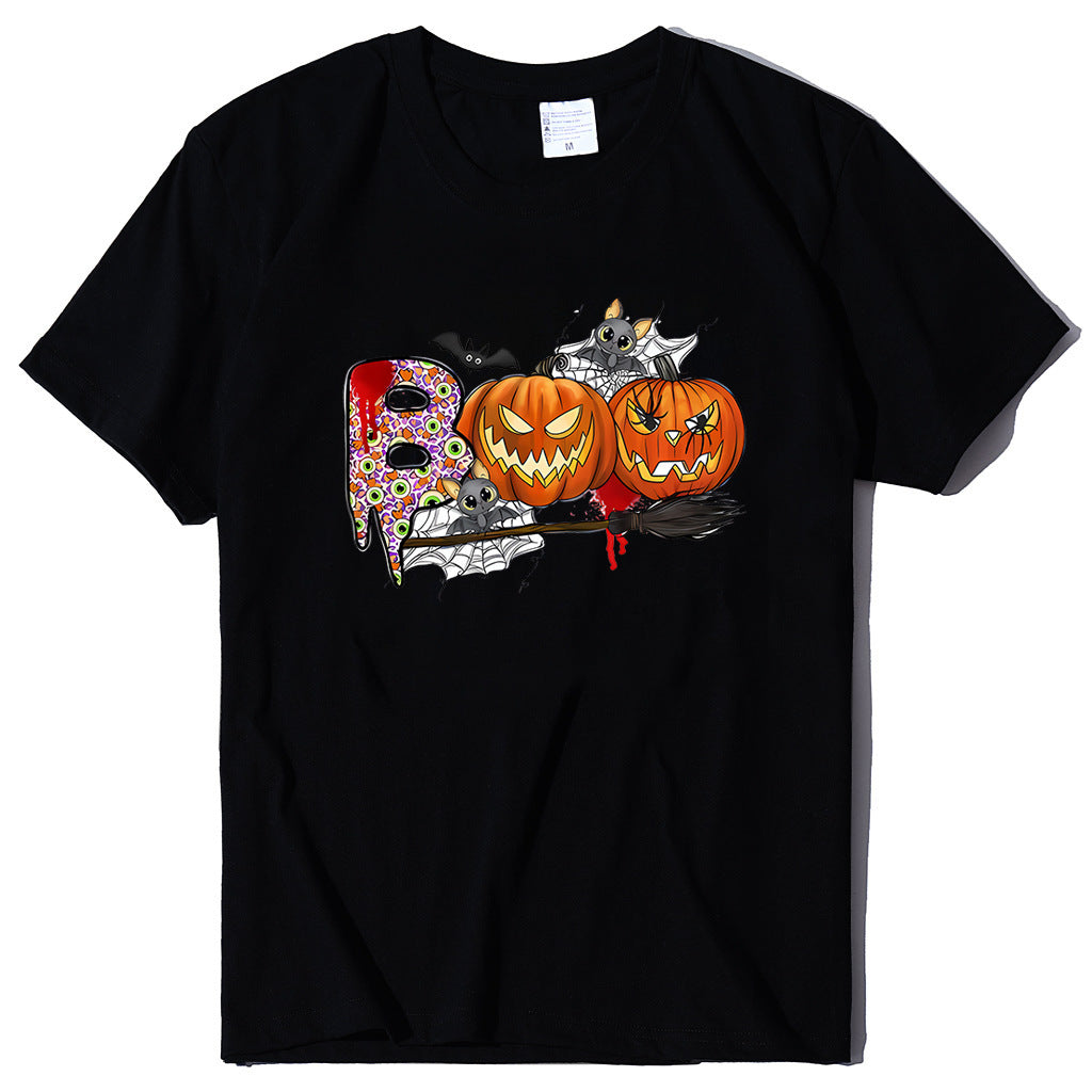 Halloween Pumpkin Print T-Shirt – Unisex Short Sleeve Tee | 20 Colors, S–XXXL