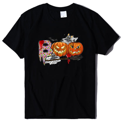 Halloween Pumpkin Print T-Shirt – Unisex Short Sleeve Tee | 20 Colors, S–XXXL