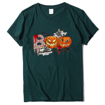 Halloween Pumpkin Print T-Shirt – Unisex Short Sleeve Tee | 20 Colors, S–XXXL