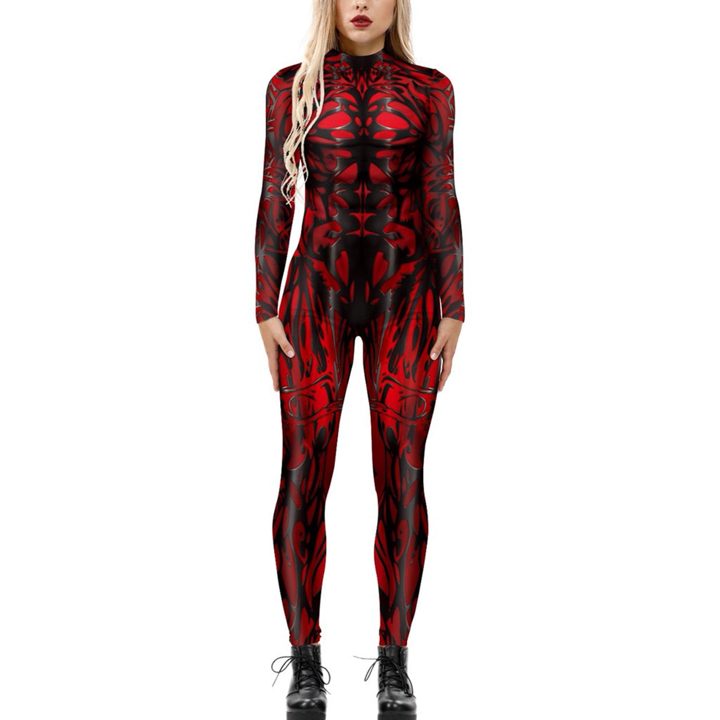 Women's Halloween Jumpsuit – Funny Long Sleeve One-Piece Costume S–2XL