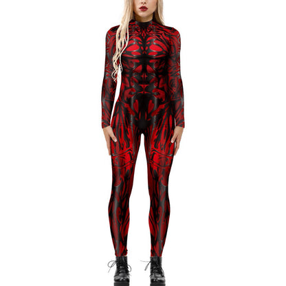 Women's Halloween Jumpsuit – Funny Long Sleeve One-Piece Costume S–2XL