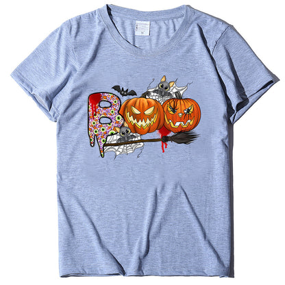 Halloween Pumpkin Print T-Shirt – Unisex Short Sleeve Tee | 20 Colors, S–XXXL