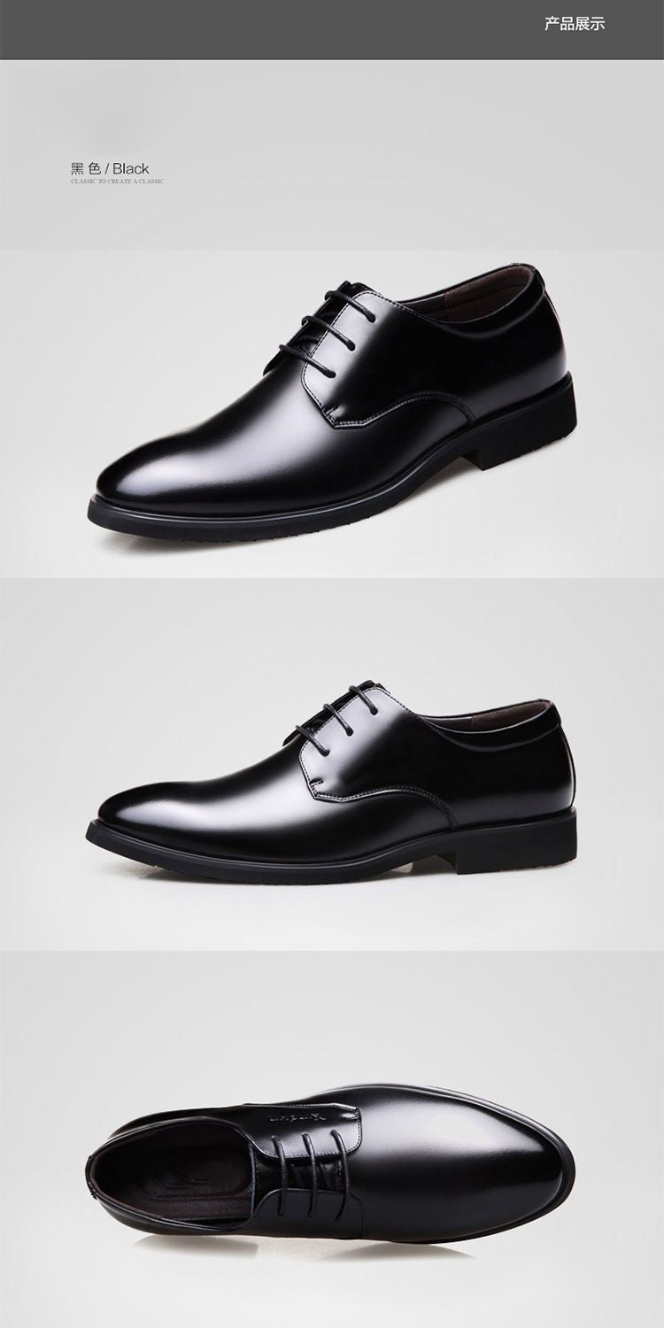 Men's Genuine Cowhide Leather Dress Shoes – Non-Slip Business & Work Shoes
