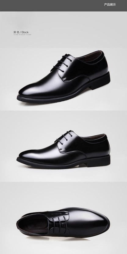 Men's Genuine Cowhide Leather Dress Shoes – Non-Slip Business & Work Shoes