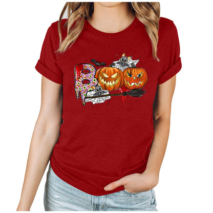 Halloween Pumpkin Print T-Shirt – Unisex Short Sleeve Tee | 20 Colors, S–XXXL