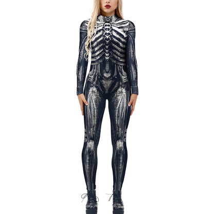 Women's Halloween Jumpsuit – Funny Long Sleeve One-Piece Costume S–2XL