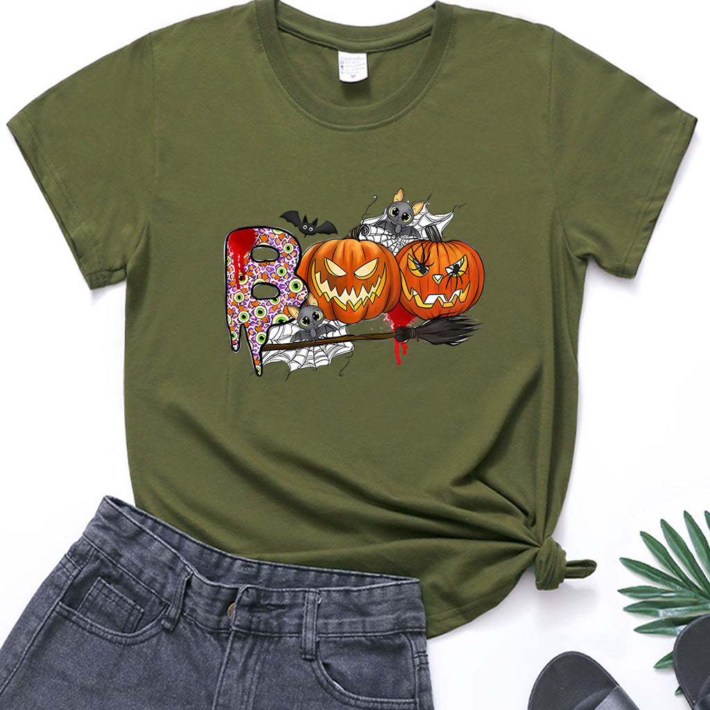 Halloween Pumpkin Print T-Shirt – Unisex Short Sleeve Tee | 20 Colors, S–XXXL
