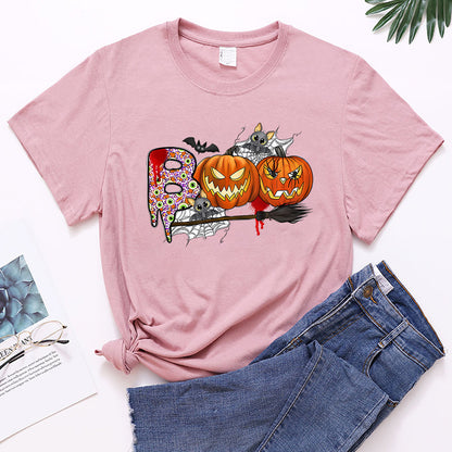 Halloween Pumpkin Print T-Shirt – Unisex Short Sleeve Tee | 20 Colors, S–XXXL