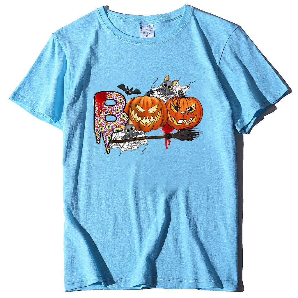 Halloween Pumpkin Print T-Shirt – Unisex Short Sleeve Tee | 20 Colors, S–XXXL