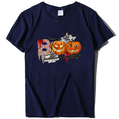 Halloween Pumpkin Print T-Shirt – Unisex Short Sleeve Tee | 20 Colors, S–XXXL