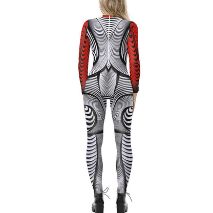 Women's Halloween Jumpsuit – Funny Long Sleeve One-Piece Costume S–2XL