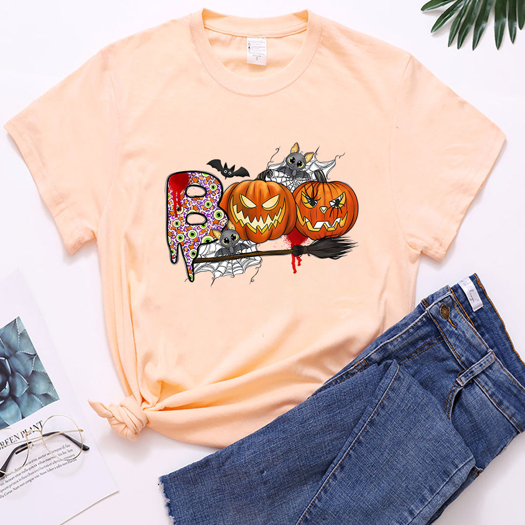 Halloween Pumpkin Print T-Shirt – Unisex Short Sleeve Tee | 20 Colors, S–XXXL