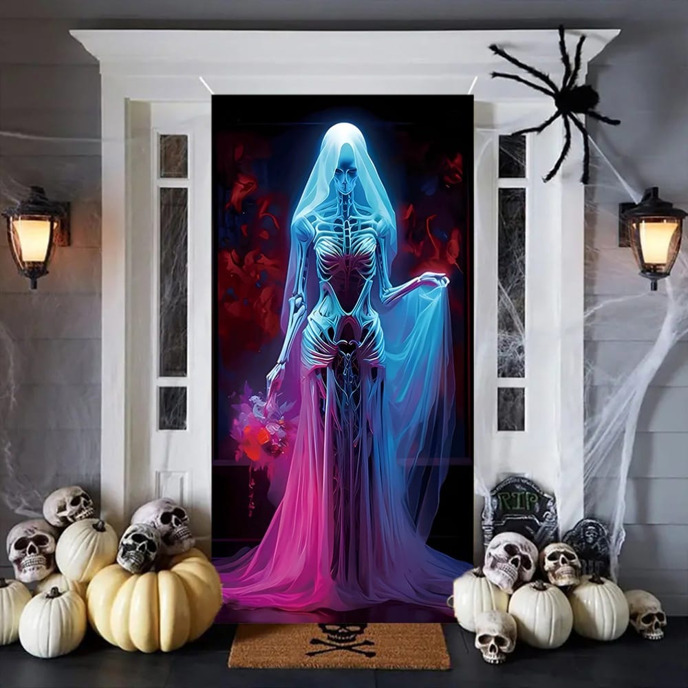 Halloween Door Cover Hanging Decoration – Spooky Background Cloth | 180x90cm (71” x 35”)