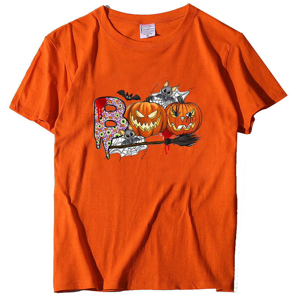 Halloween Pumpkin Print T-Shirt – Unisex Short Sleeve Tee | 20 Colors, S–XXXL