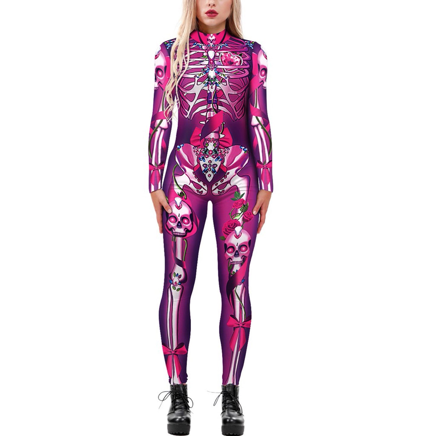 Women's Halloween Jumpsuit – Funny Long Sleeve One-Piece Costume S–2XL