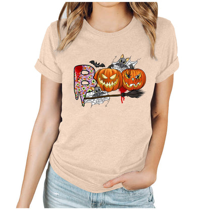 Halloween Pumpkin Print T-Shirt – Unisex Short Sleeve Tee | 20 Colors, S–XXXL