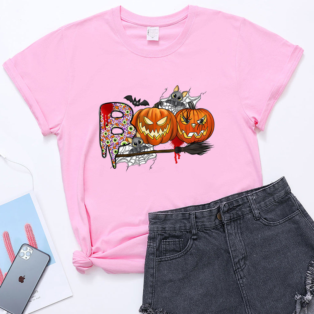 Halloween Pumpkin Print T-Shirt – Unisex Short Sleeve Tee | 20 Colors, S–XXXL