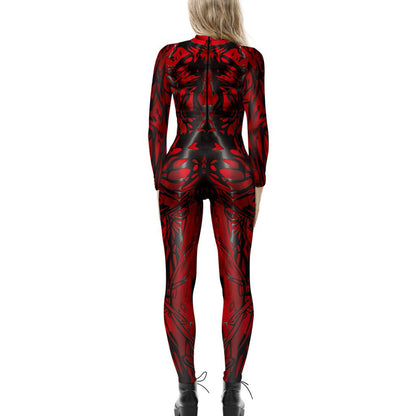 Women's Halloween Jumpsuit – Funny Long Sleeve One-Piece Costume S–2XL