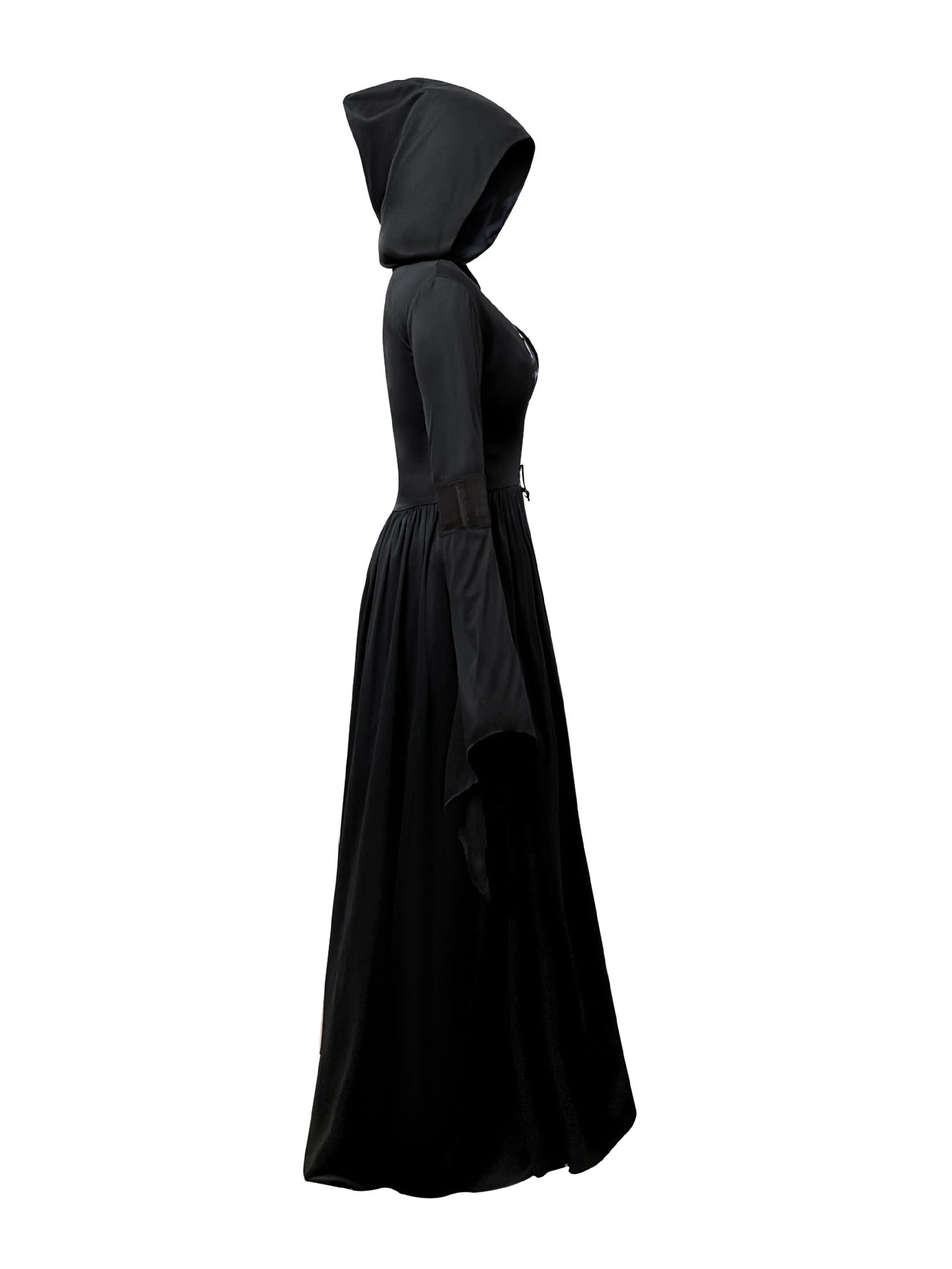 Women's Hooded Skeleton Witch Dress – Halloween & Cosplay Costume S–2XL