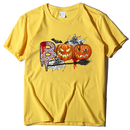 Halloween Pumpkin Print T-Shirt – Unisex Short Sleeve Tee | 20 Colors, S–XXXL