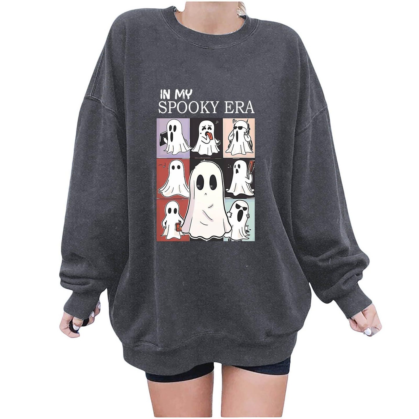 Women's Halloween Ghost Sweatshirt – Cute Spooky Pullover for Fall