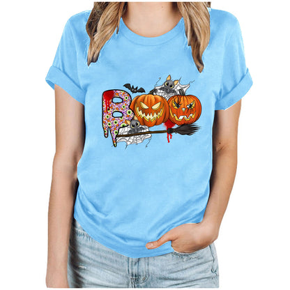 Halloween Pumpkin Print T-Shirt – Unisex Short Sleeve Tee | 20 Colors, S–XXXL