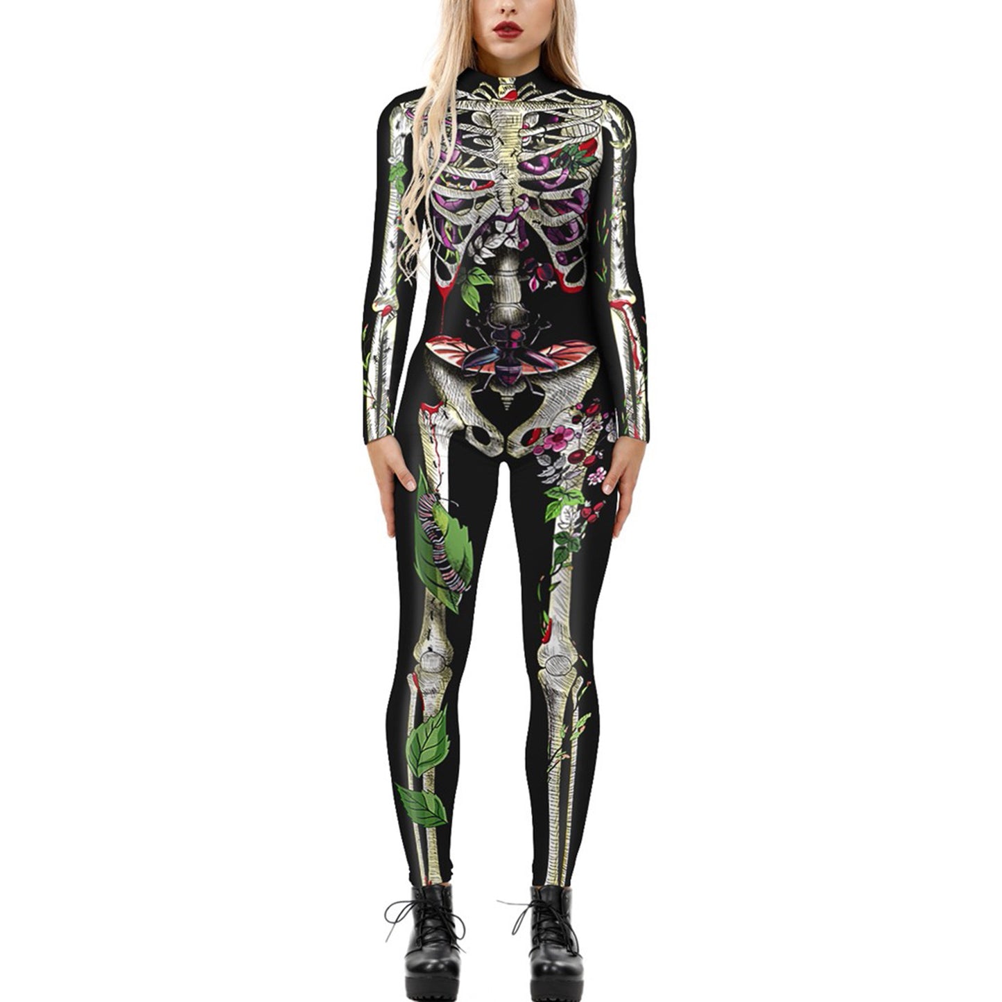Women's Halloween Jumpsuit – Funny Long Sleeve One-Piece Costume S–2XL