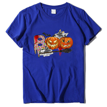 Halloween Pumpkin Print T-Shirt – Unisex Short Sleeve Tee | 20 Colors, S–XXXL