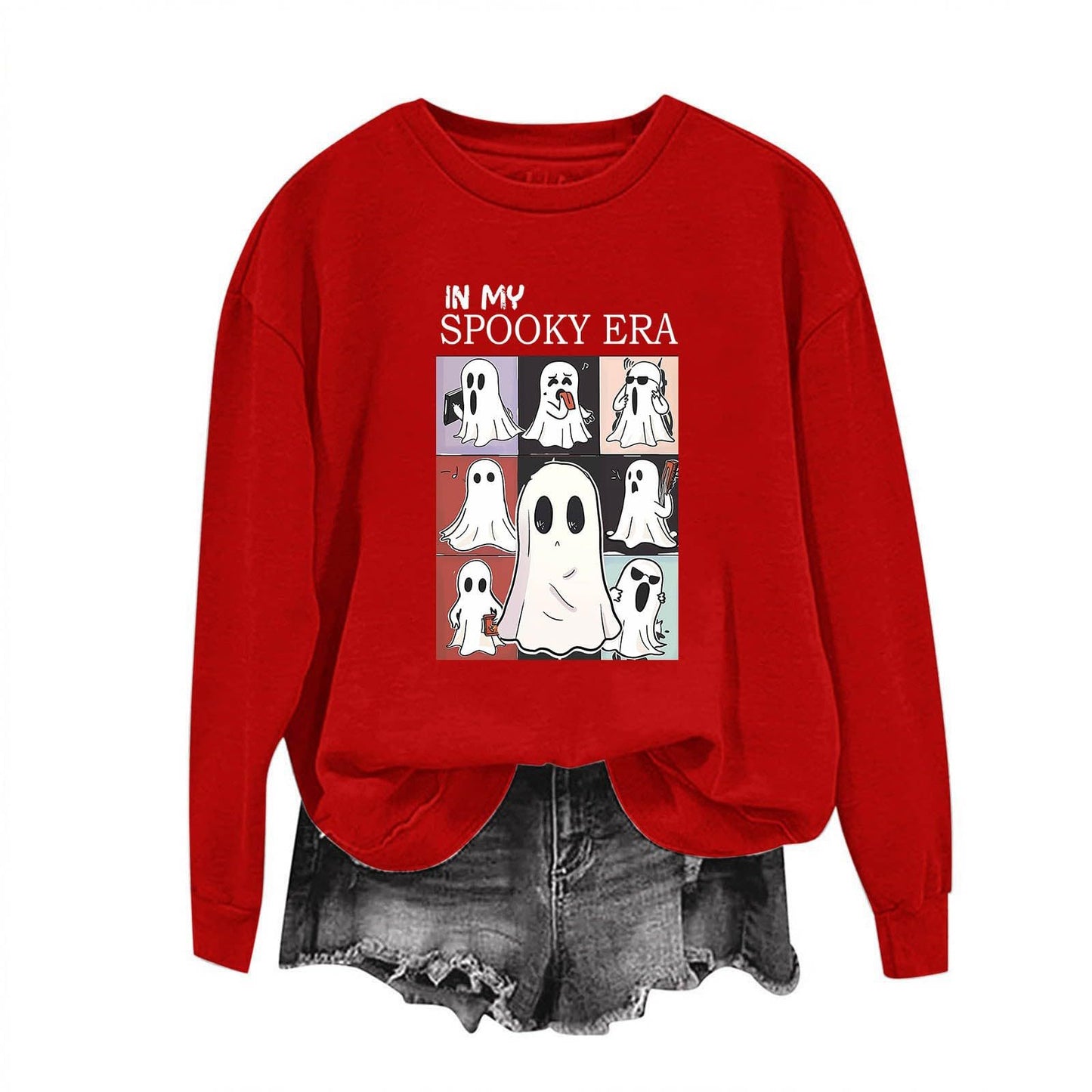 Women's Halloween Ghost Sweatshirt – Cute Spooky Pullover for Fall