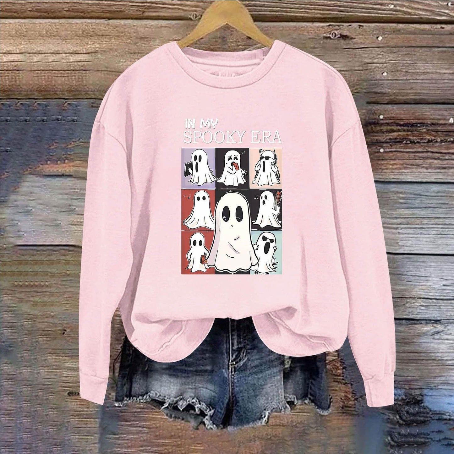 Women's Halloween Ghost Sweatshirt – Cute Spooky Pullover for Fall
