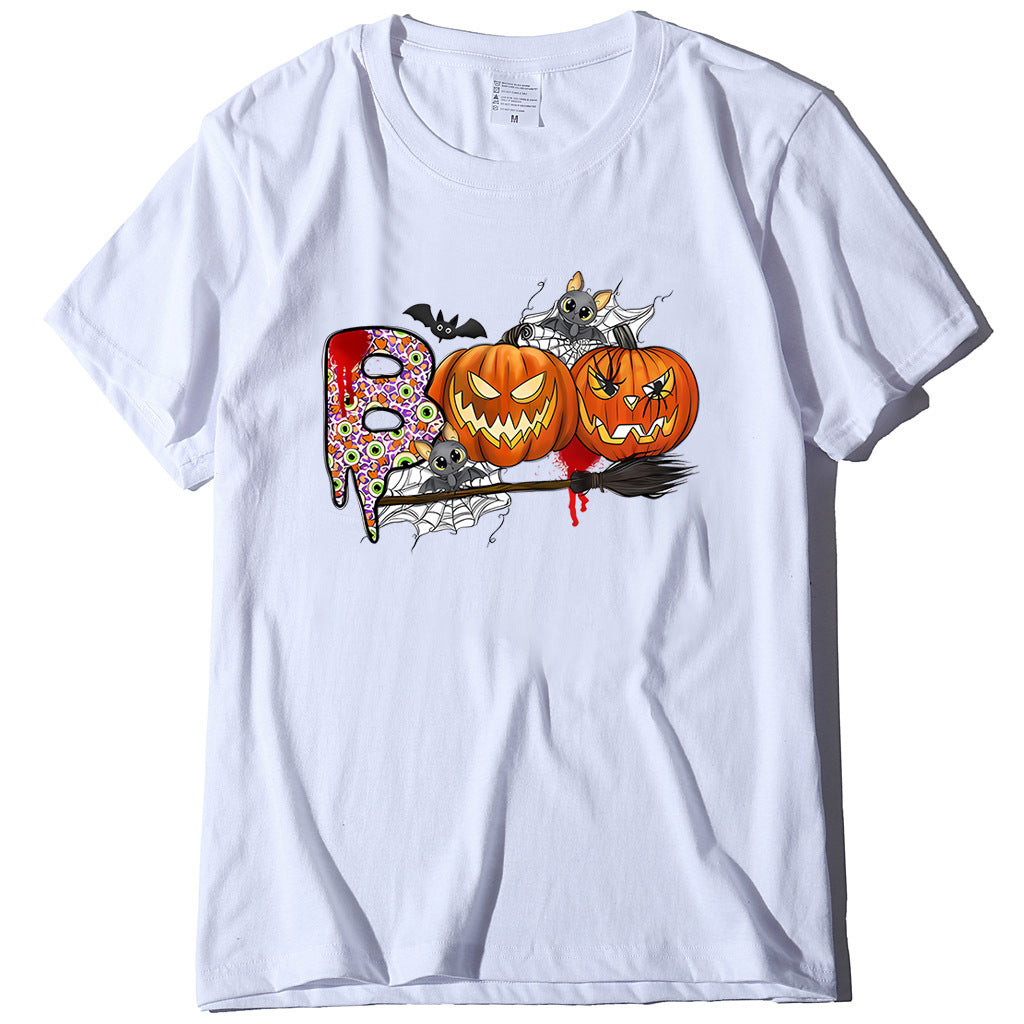 Halloween Pumpkin Print T-Shirt – Unisex Short Sleeve Tee | 20 Colors, S–XXXL