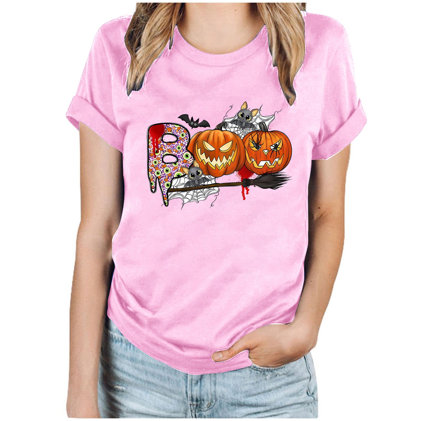 Halloween Pumpkin Print T-Shirt – Unisex Short Sleeve Tee | 20 Colors, S–XXXL