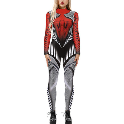 Women's Halloween Jumpsuit – Funny Long Sleeve One-Piece Costume S–2XL