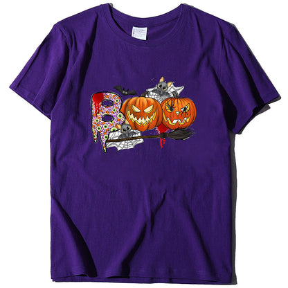 Halloween Pumpkin Print T-Shirt – Unisex Short Sleeve Tee | 20 Colors, S–XXXL