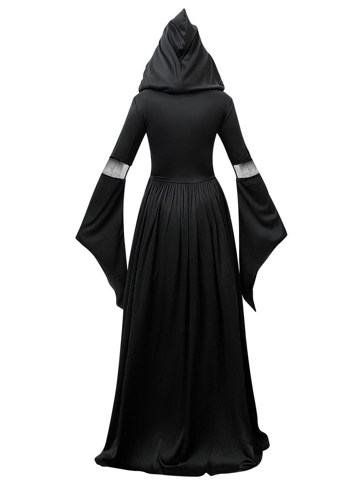 Women's Hooded Skeleton Witch Dress – Halloween & Cosplay Costume S–2XL