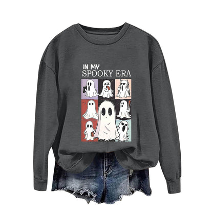 Women's Halloween Ghost Sweatshirt – Cute Spooky Pullover for Fall